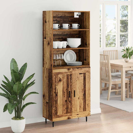 Highboard 2 stk. Gammelt træ 69,5 x 32,5 x 180 cm