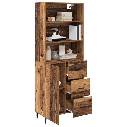 Highboard 2 stk. Gammelt træ 69,5 x 32,5 x 180 cm