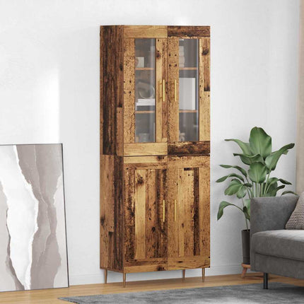 Highboard 2 pcs Gammelt træ Konstrueret træ
