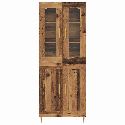 Highboard 2 pcs Gammelt træ Konstrueret træ