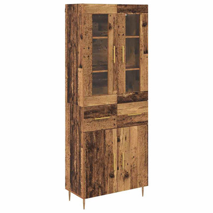 Highboard med skuffe 2 pcs Gammelt træ Konstrueret træ