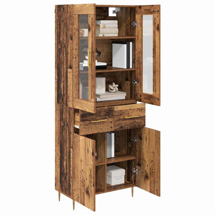 Highboard med skuffe 2 pcs Gammelt træ Konstrueret træ