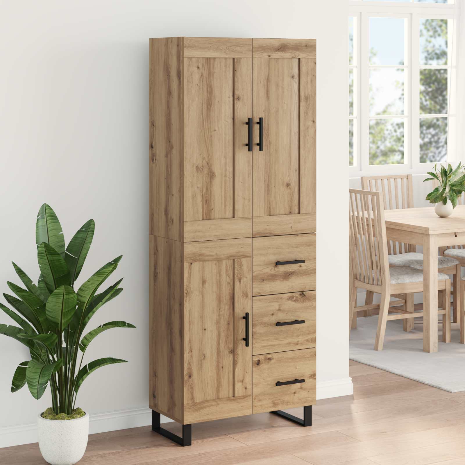 Highboard Artisan Egetræ 69,5 x 34 x 180 cm Konstrueret træ