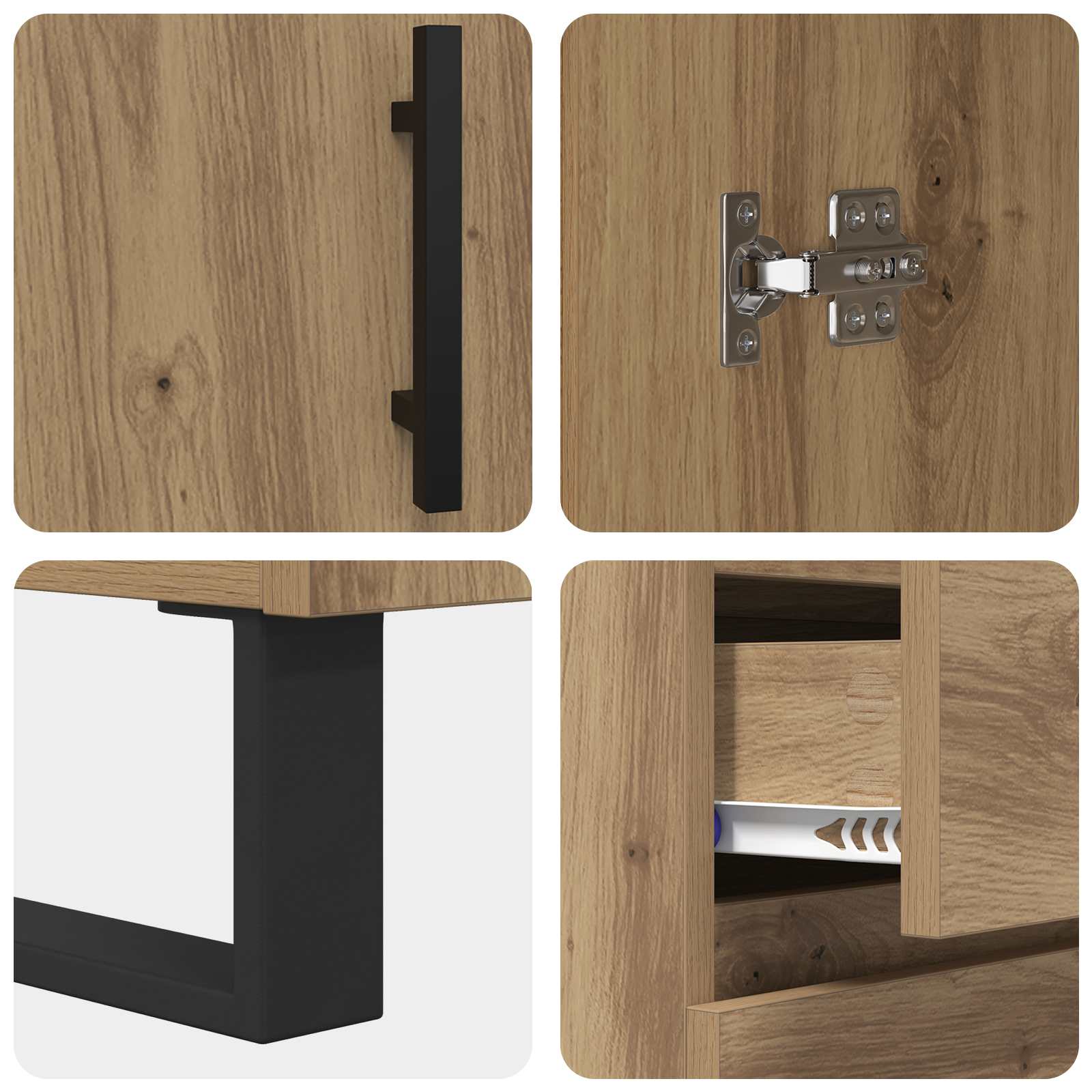 Highboard med skuffe 2 pcs Artisan Egetræ Konstrueret træ