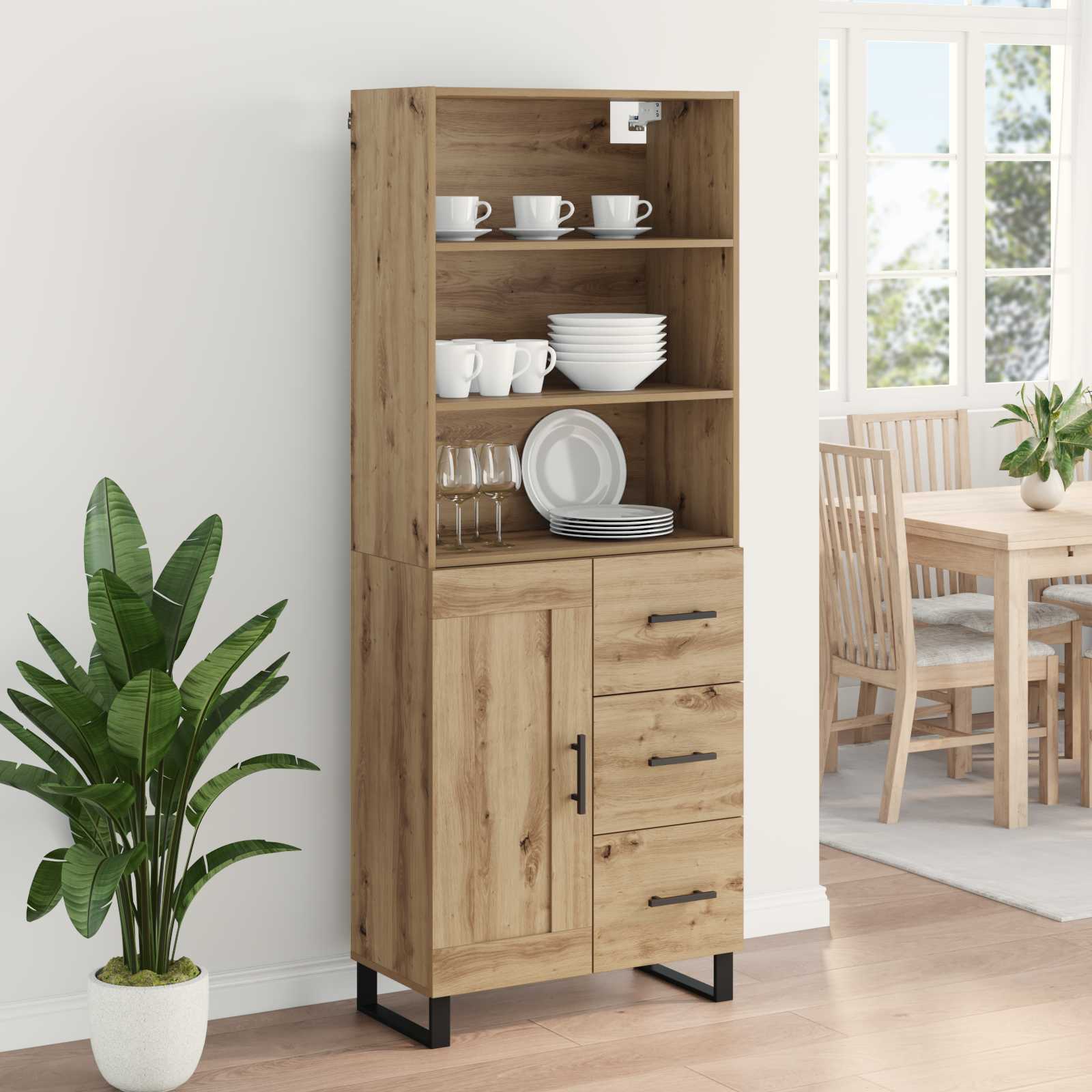 Highboard med skuffe 2 pcs Artisan Egetræ Konstrueret træ
