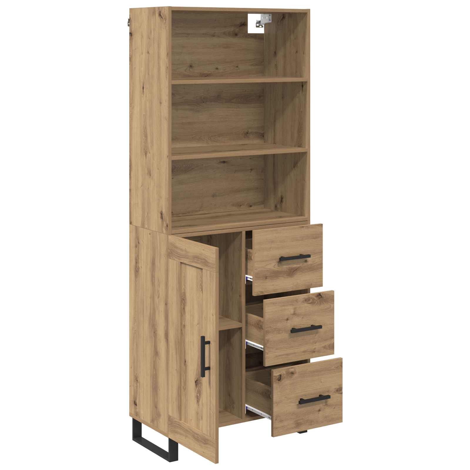 Highboard med skuffe 2 pcs Artisan Egetræ Konstrueret træ