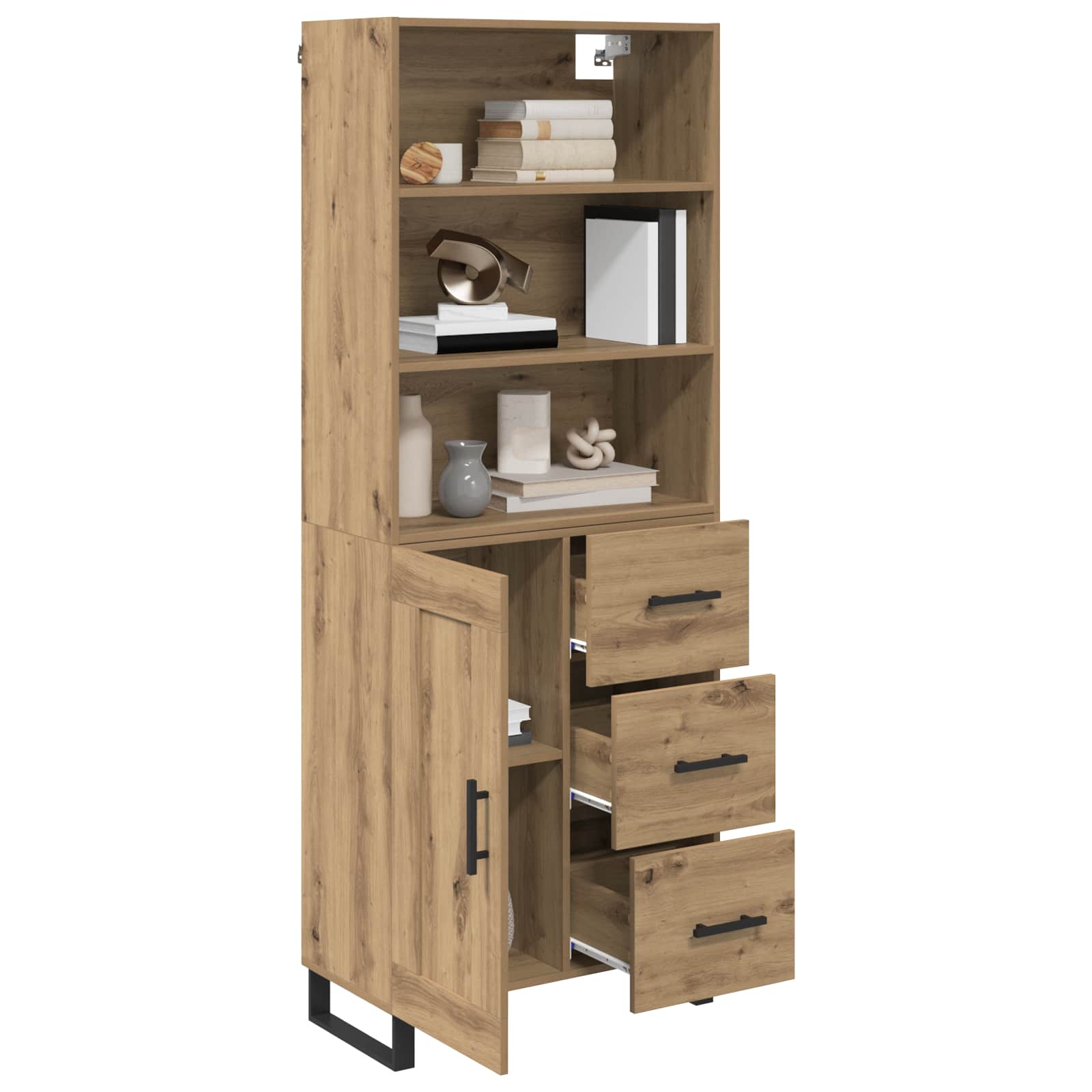 Highboard med skuffe 2 pcs Artisan Egetræ Konstrueret træ