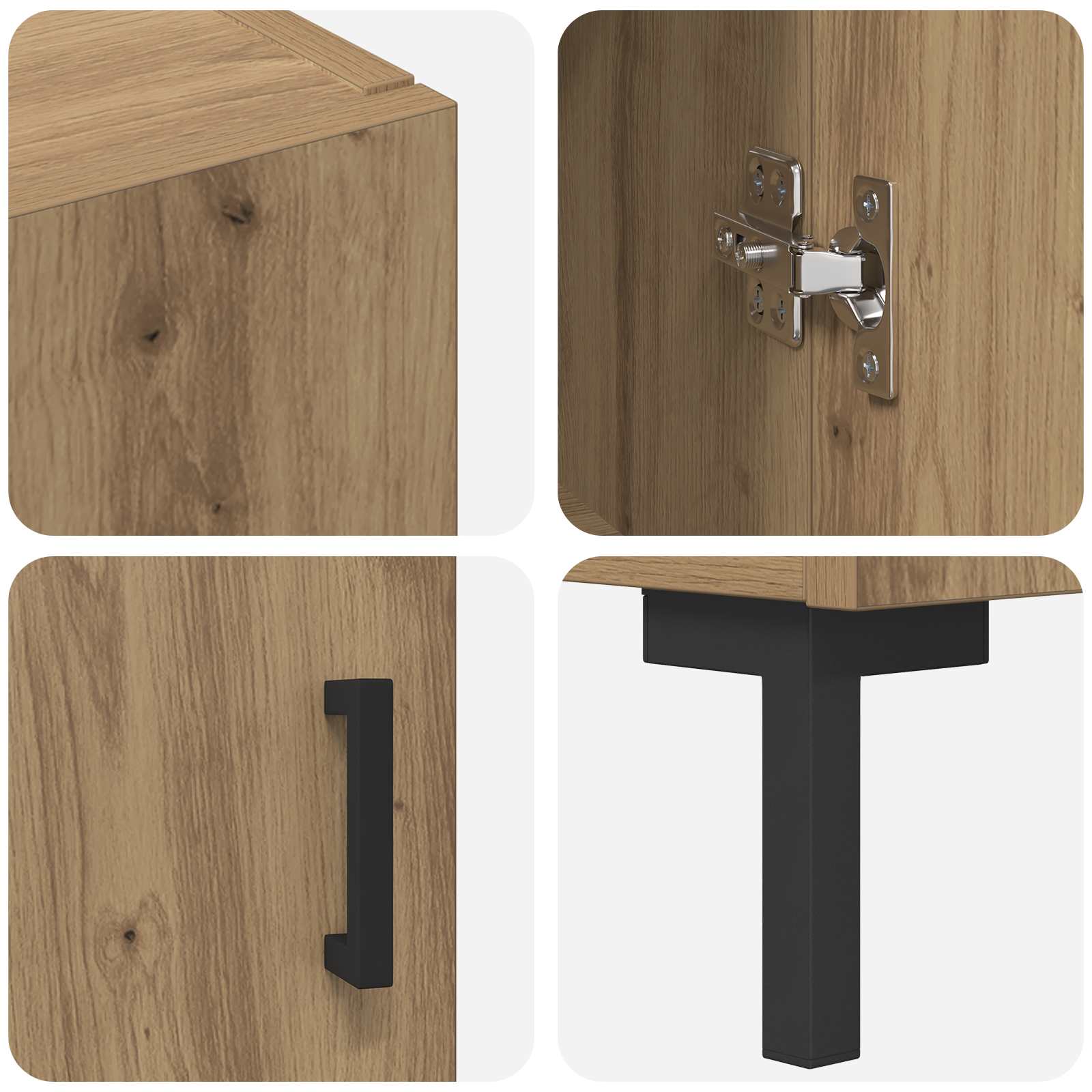 Highboard Artisan Egetræ 69,5 x 34 x 180 cm Konstrueret træ