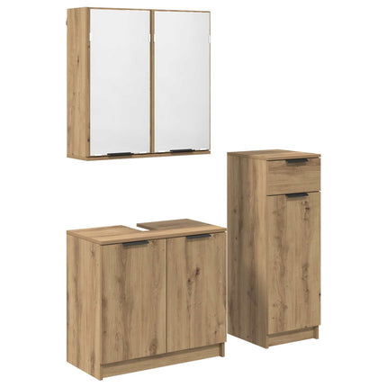 Badeværelsesmøbel sæt 3 stk. Artisan Egetræ 64,5 x 33,5 x 59 cm