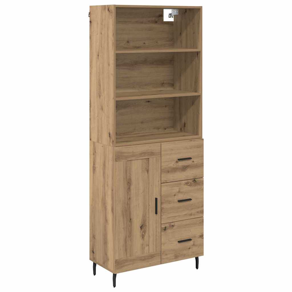Highboard Artisan Egetræ 69,5 x 34 x 180 cm Ingeniørtræ og glas