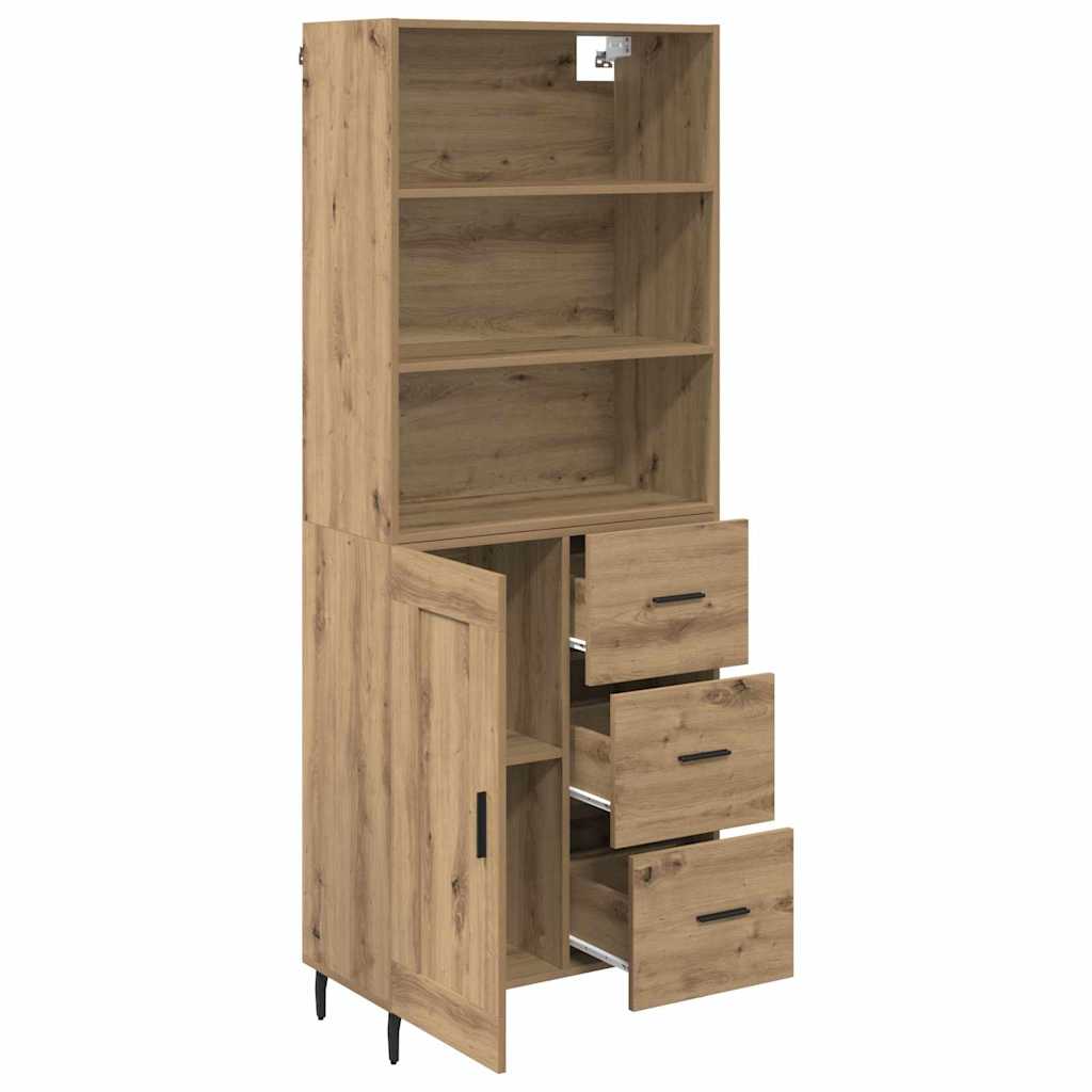 Highboard Artisan Egetræ 69,5 x 34 x 180 cm Ingeniørtræ og glas