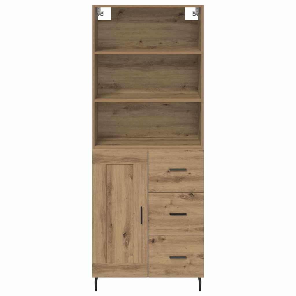 Highboard Artisan Egetræ 69,5 x 34 x 180 cm Ingeniørtræ og glas