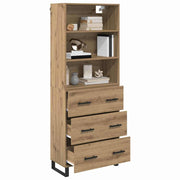 Highboard Artisan Egetræ 69,5 x 34 x 180 cm Ingeniørtræ og glas