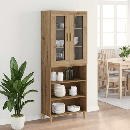 Highboard Artisan Egetræ 69,5 x 34 x 180 cm Ingeniørtræ og glas