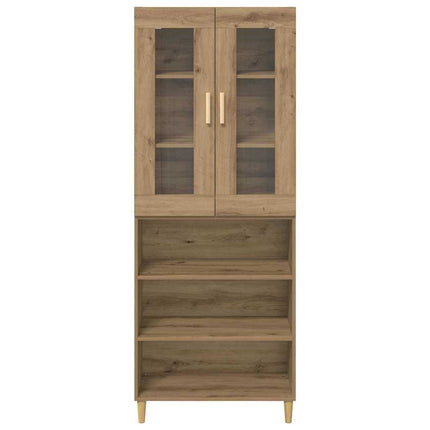 Highboard Artisan Egetræ 69,5 x 34 x 180 cm Ingeniørtræ og glas