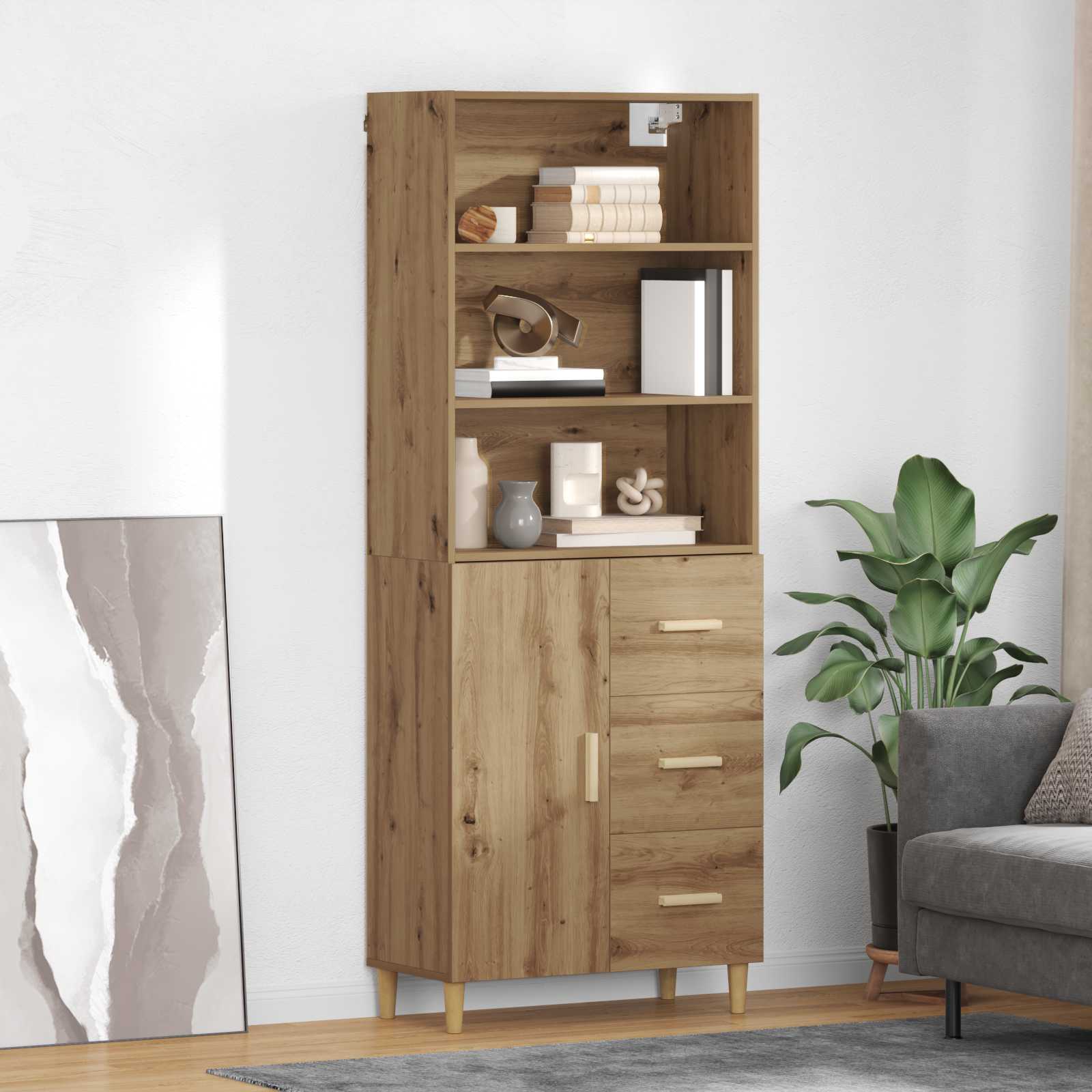 Highboard Artisan Egetræ 69,5 x 32,5 x 180 cm Konstrueret træ