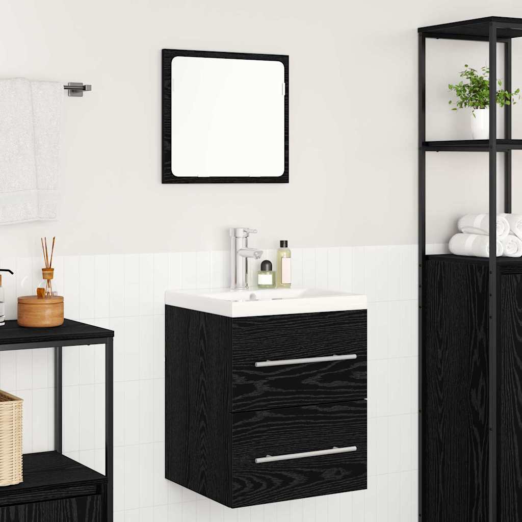Badeværelsesskabsunder med skuffe Sort eg 41 x 38,5 x 48 cm