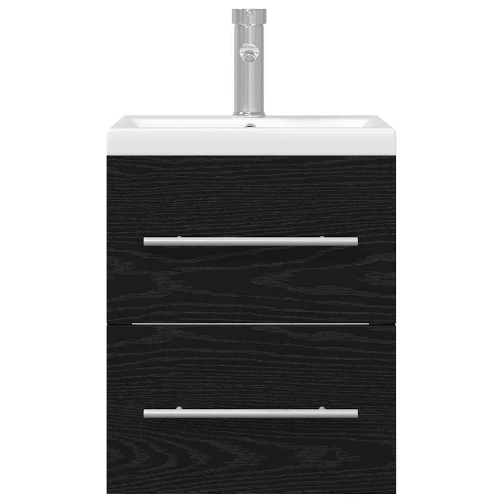 Badeværelsesskabsunder med skuffe Sort eg 41 x 38,5 x 48 cm