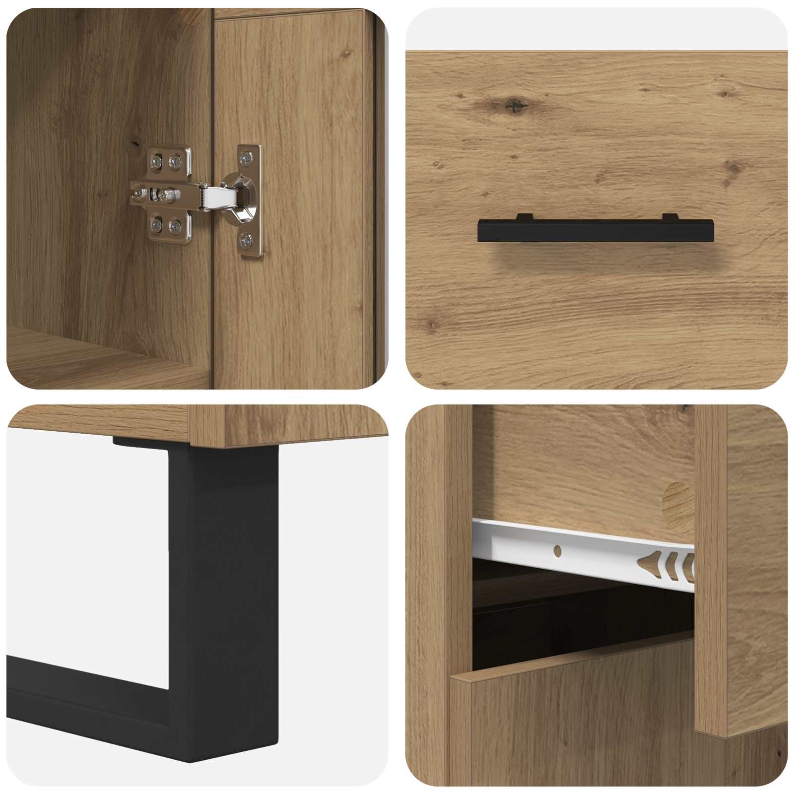 Highboard med skuffe 2 pcs Artisan Egetræ Konstrueret træ