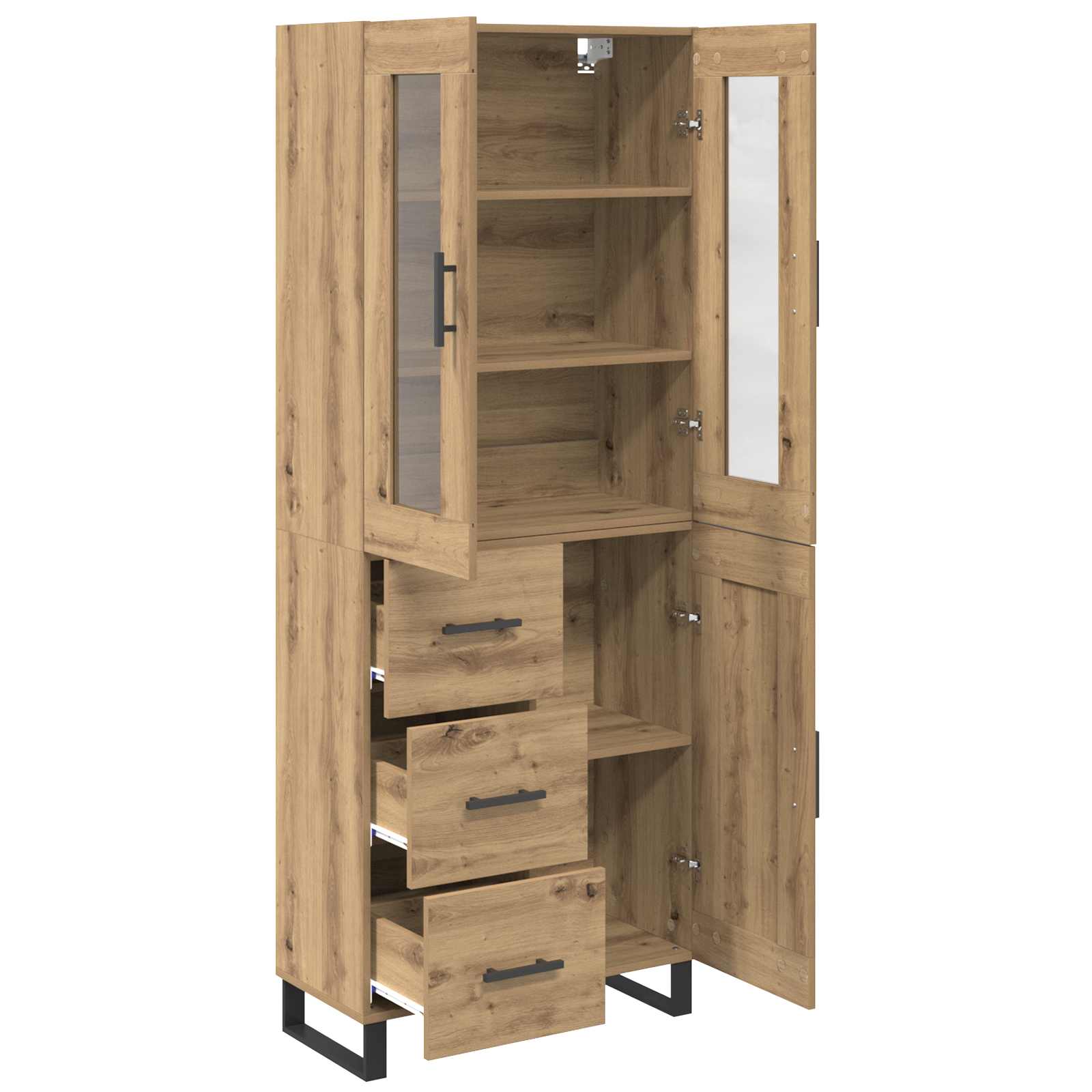 Highboard med skuffe 2 pcs Artisan Egetræ Konstrueret træ