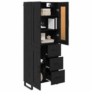 Highboard med skuffe Sort eg 69,5 x 34 x 180 cm Konstrueret træ