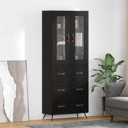 Højskab med hylde 2 stk. Sort eg 69,5 x 34 x 180 cm