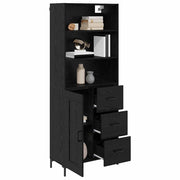 Highboard med skuffe Sort eg 69,5 x 34 x 180 cm Konstrueret træ