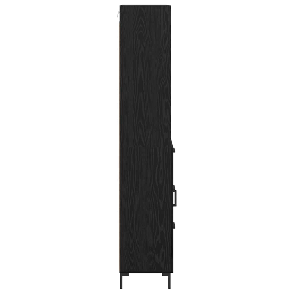 Highboard med skuffe Sort eg 69,5 x 34 x 180 cm Konstrueret træ