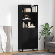 Highboard med skuffe Sort eg 69,5 x 34 x 180 cm Konstrueret træ