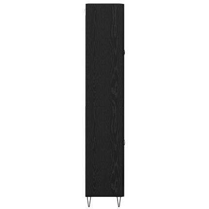 Highboard med skuffe 2 pcs Sort eg Konstrueret træ og glas