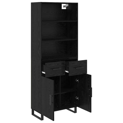 Highboard 2 pcs Sort eg 69,5 x 34 x 180 cm Konstrueret træ
