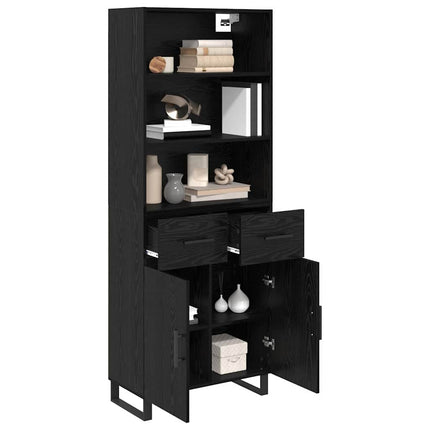 Highboard 2 pcs Sort eg 69,5 x 34 x 180 cm Konstrueret træ