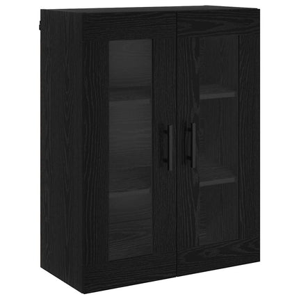 Highboard med skuffe 2 pcs Sort eg Ingeniørtræ og glas