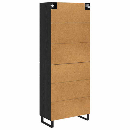 Highboard med skuffe 2 pcs Sort eg Ingeniørtræ og glas
