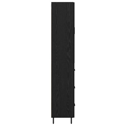 Highboard med skuffe 2 pcs Sort eg Ingeniørtræ og glas