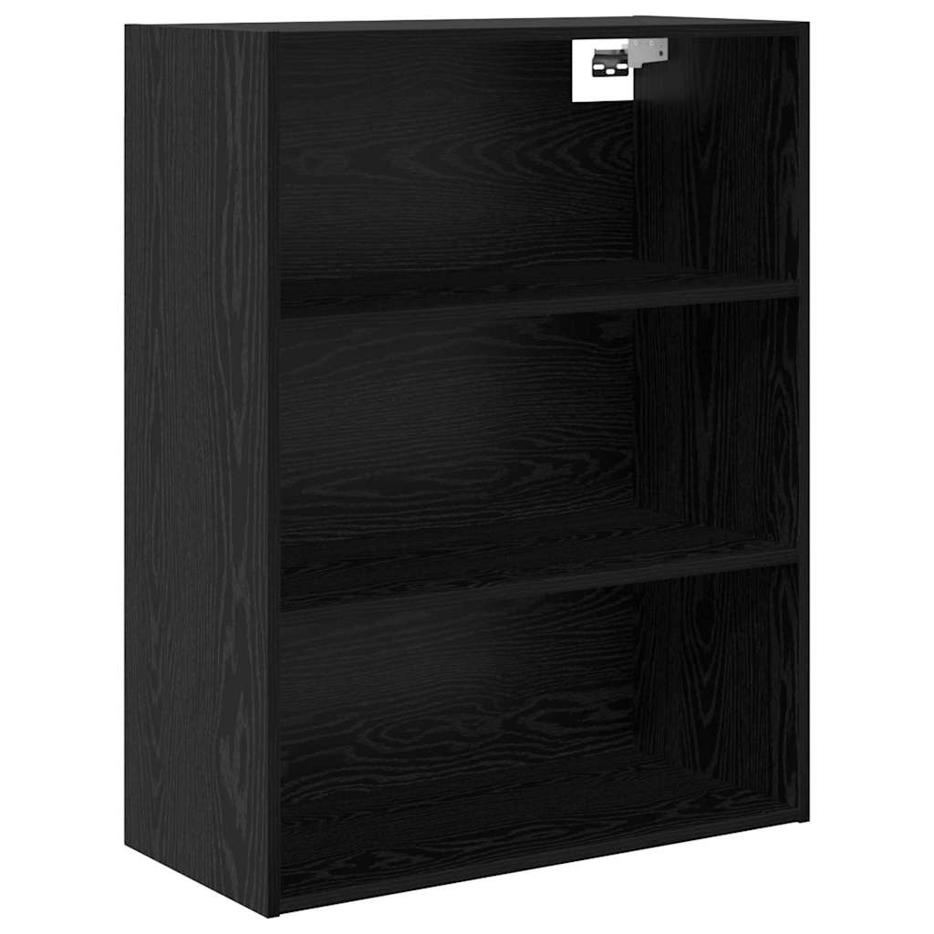Highboard med skuffe Sort eg 69,5 x 34 x 180 cm Konstrueret træ