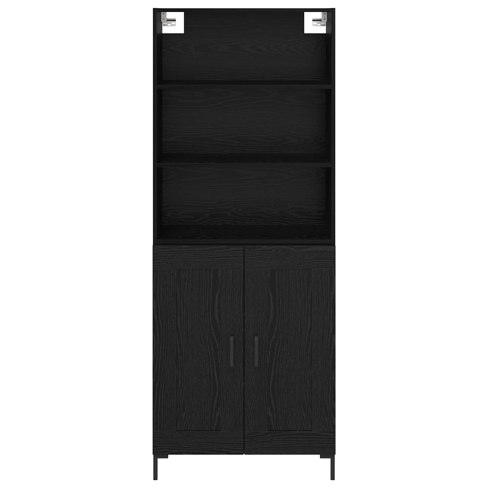 Highboard med skuffe Sort eg 69,5 x 34 x 180 cm Konstrueret træ