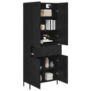 Highboard med skuffe Sort eg 69,5 x 34 x 180 cm Konstrueret træ