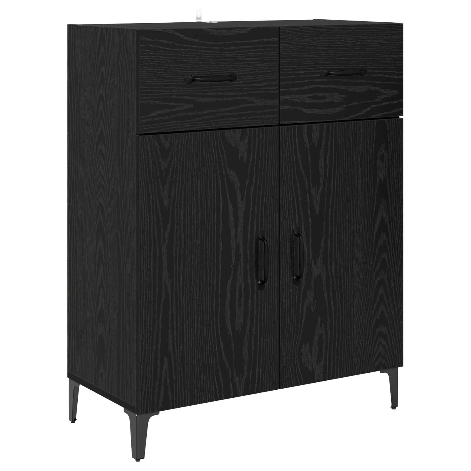 Highboard med skuffe Sort eg 69,5 x 34 x 180 cm Konstrueret træ