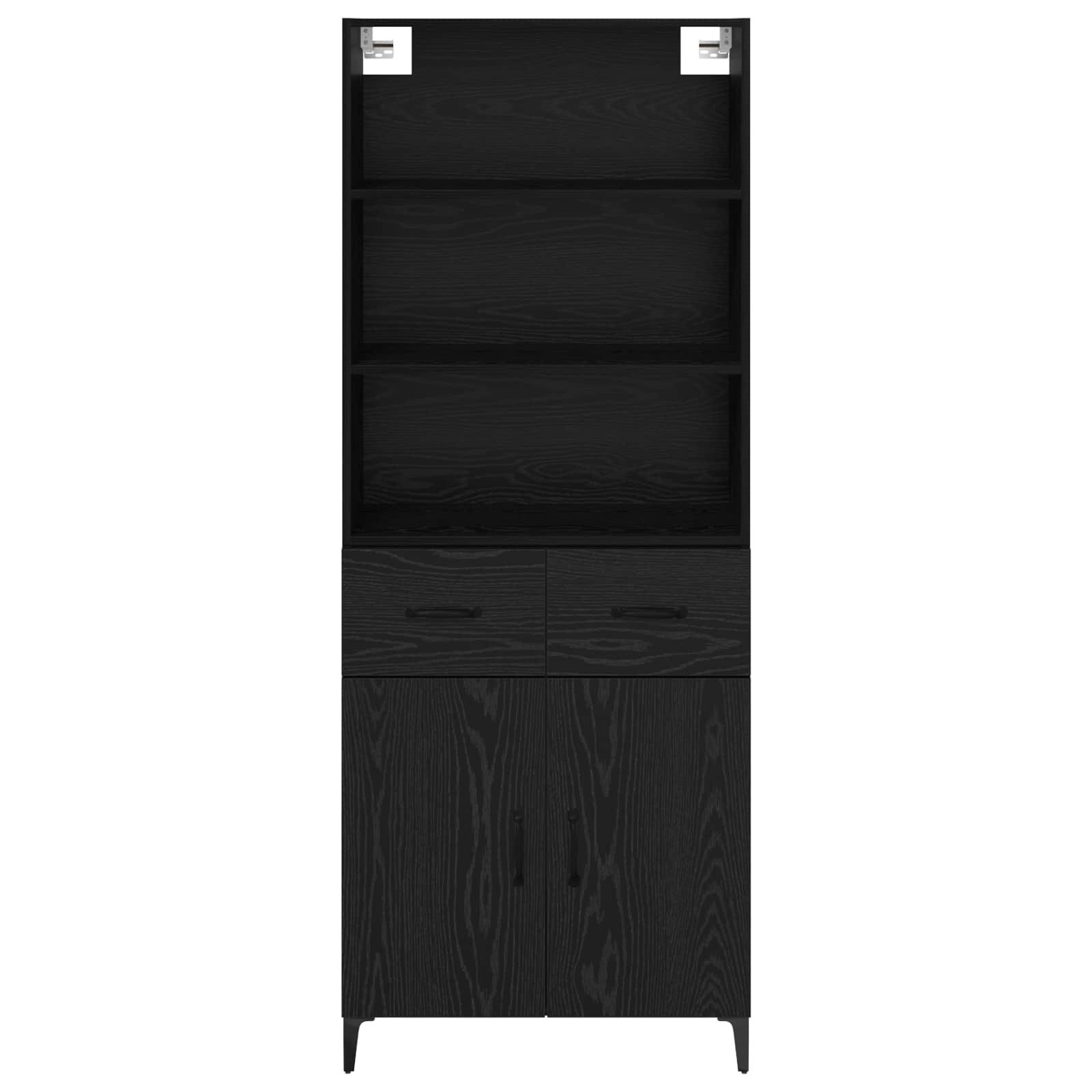 Highboard med skuffe Sort eg 69,5 x 34 x 180 cm Konstrueret træ