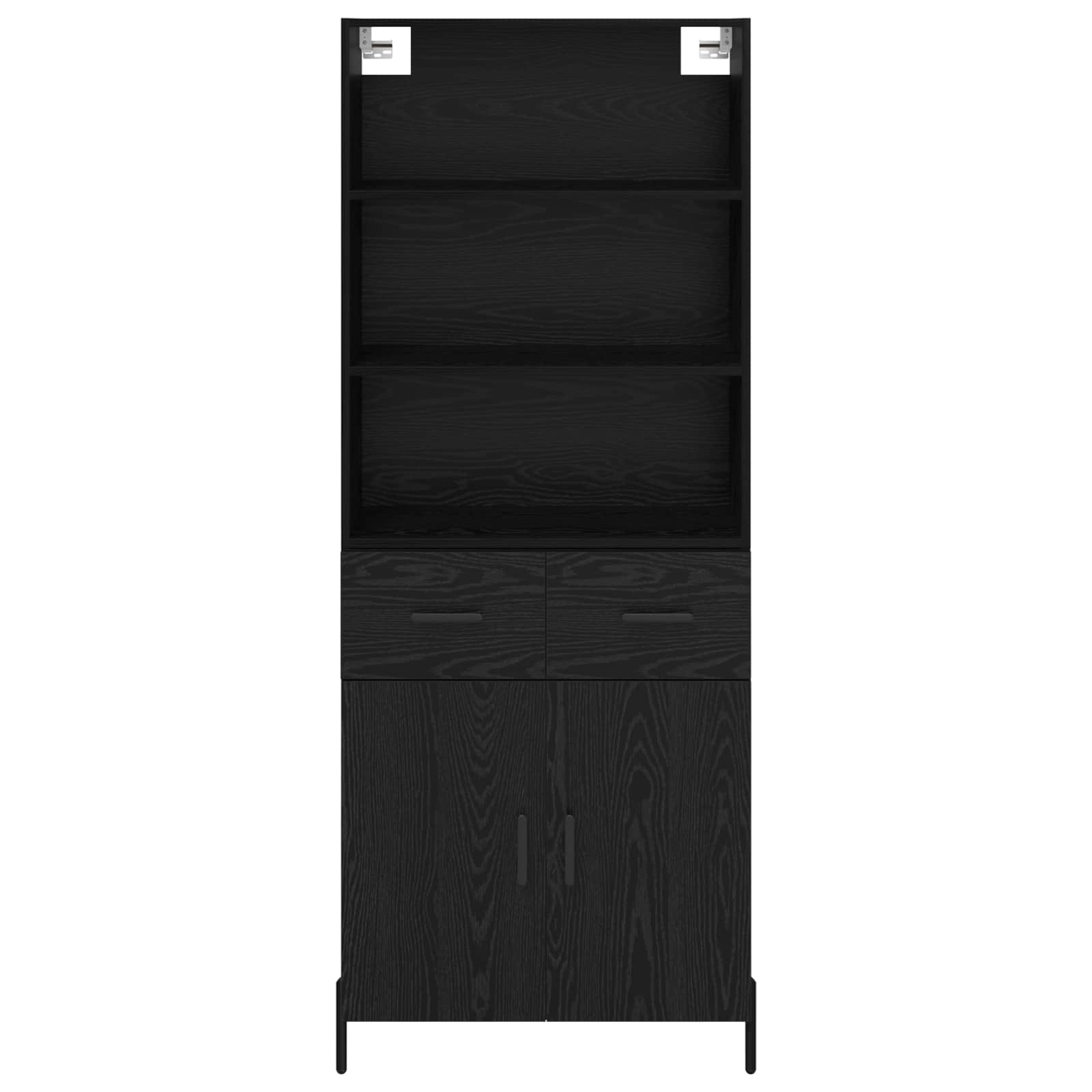Highboard med skuffe Sort eg 69,5 x 34 x 180 cm Konstrueret træ