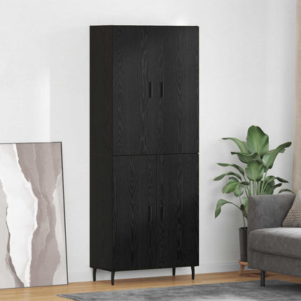Highboard 2 pcs Sort eg Ingeniørtræ og glas