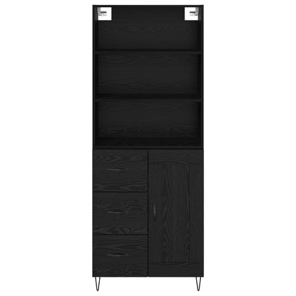 Highboard med skuffe 2 pcs Sort eg Konstrueret træ