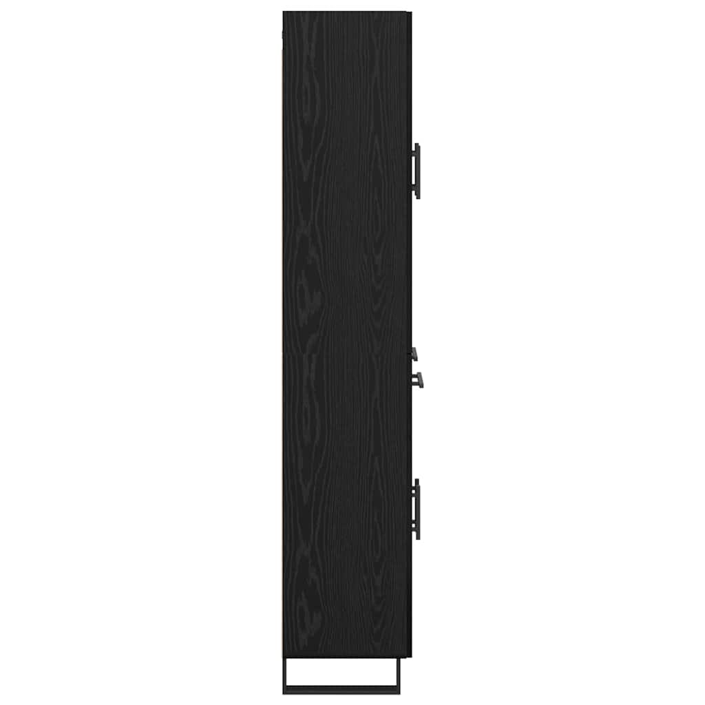 Highboard med skuffe Sort eg 69,5 x 34 x 180 cm Konstrueret træ