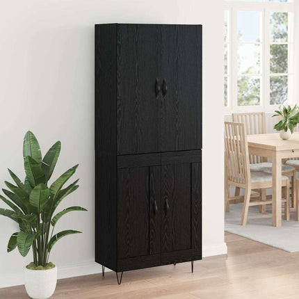 Highboard 2 pcs Sort eg Konstrueret træ og glas