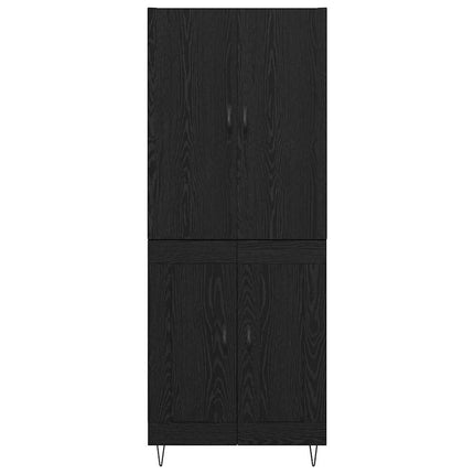 Highboard 2 pcs Sort eg Konstrueret træ og glas