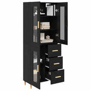Highboard med skuffe Sort eg 69,5 x 34 x 180 cm Konstrueret træ
