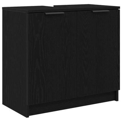 Badeværelsesmøbel sæt 5 stk. Sort eg 64,5 x 33,5 x 59 cm