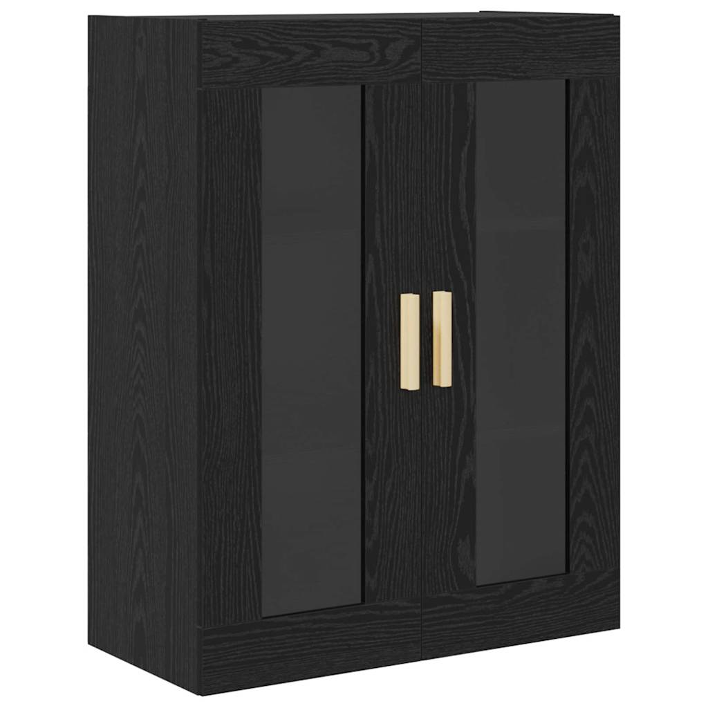 Highboard med skuffe Sort eg 69,5 x 34 x 180 cm Konstrueret træ