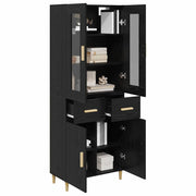 Highboard med skuffe Sort eg 69,5 x 34 x 180 cm Konstrueret træ